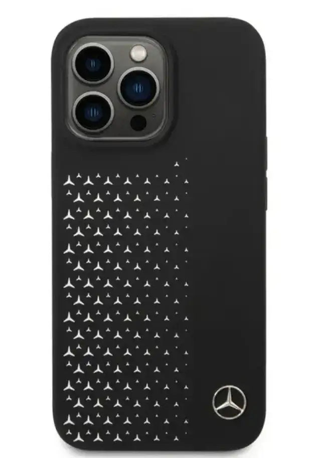 Mercedes-Benz iPhone 14 Pro Liquid Silicone Case with Gradient Star Horizontal Pattern - Black - GulfStore.com