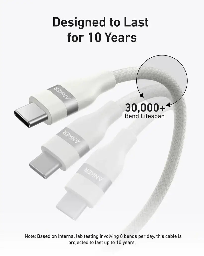 Anker USB-C to USB-C Cable 240W (Upcycled-Braided) (1.8m/6ft) -White - GulfStore.com