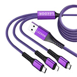 LD-009Q 3m , LEEDOR BRAIDED 3 IN 1 CABLE 3M 60W , PURPLE - GulfStore.com