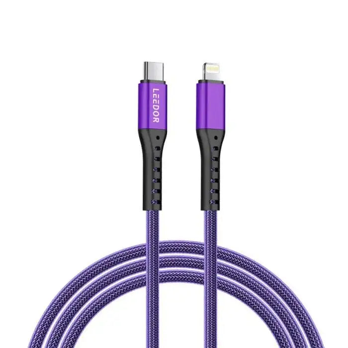 LD-009QC-L , LEEDOR BRAIDED CABLE 1.2M C-LIGHTNING , PURPLE - GulfStore.com