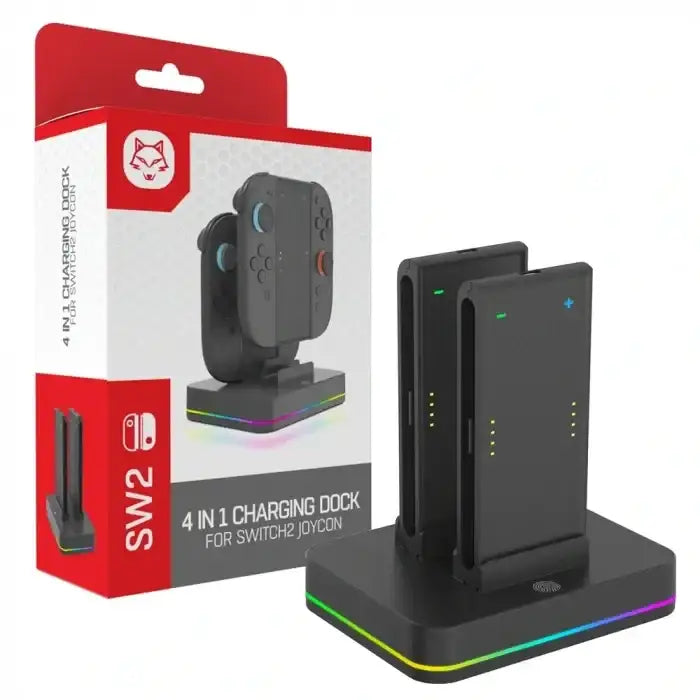 4 in1 RGB JoyCon Charging Dock For Nintendo Switch 2 - Black - GulfStore.com