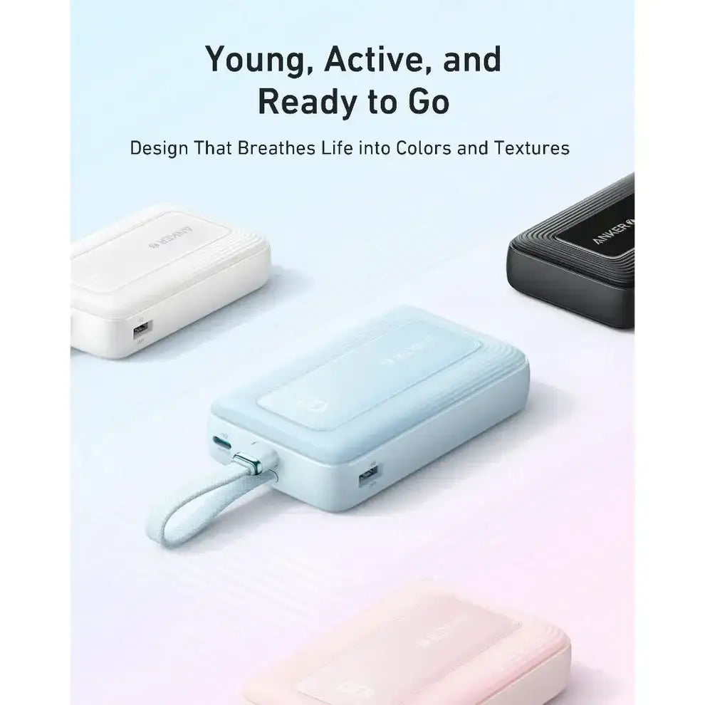 Anker Zolo Power Bank (20K, 30W, Built-In USB-C Cable) -Blue - GulfStore.com