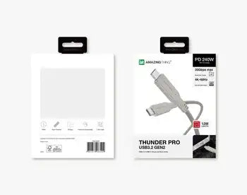 AMAZINGTHING , AT THUNDER PRO WITH HOLDER USB-C TO USB-C , 5.0A 240 W GEN2 , 1.2 M , GREY ,THC1.2MGY - GulfStore.com