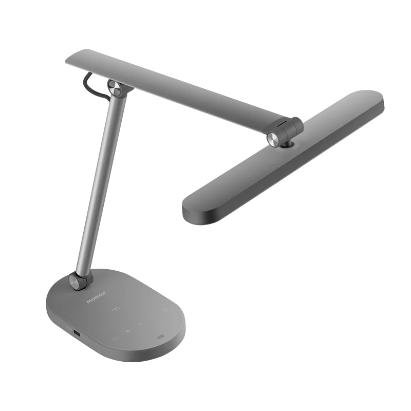 Momax Smart Q.LED 2 Desk Lamp with Wireless Charger - Grey