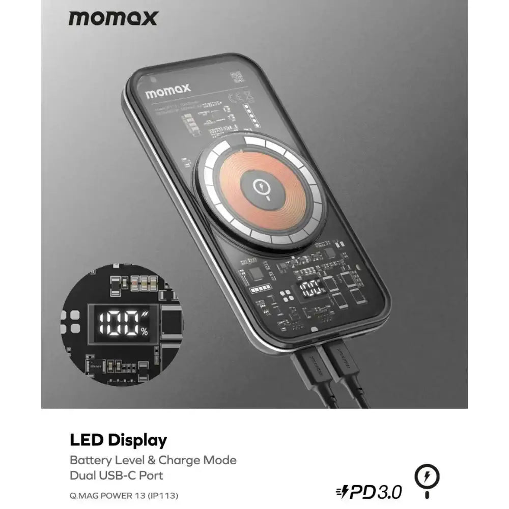 Momax Q.Mag Power 13 PD 35W 10000mAh Magnetic Power Battery Pack IP113DQ - GulfStore.com