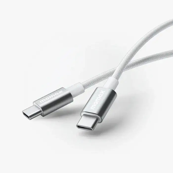 MOMAX Elite USB-C to USB-C Braided Cable 60W 1.5m - White - GulfStore.com
