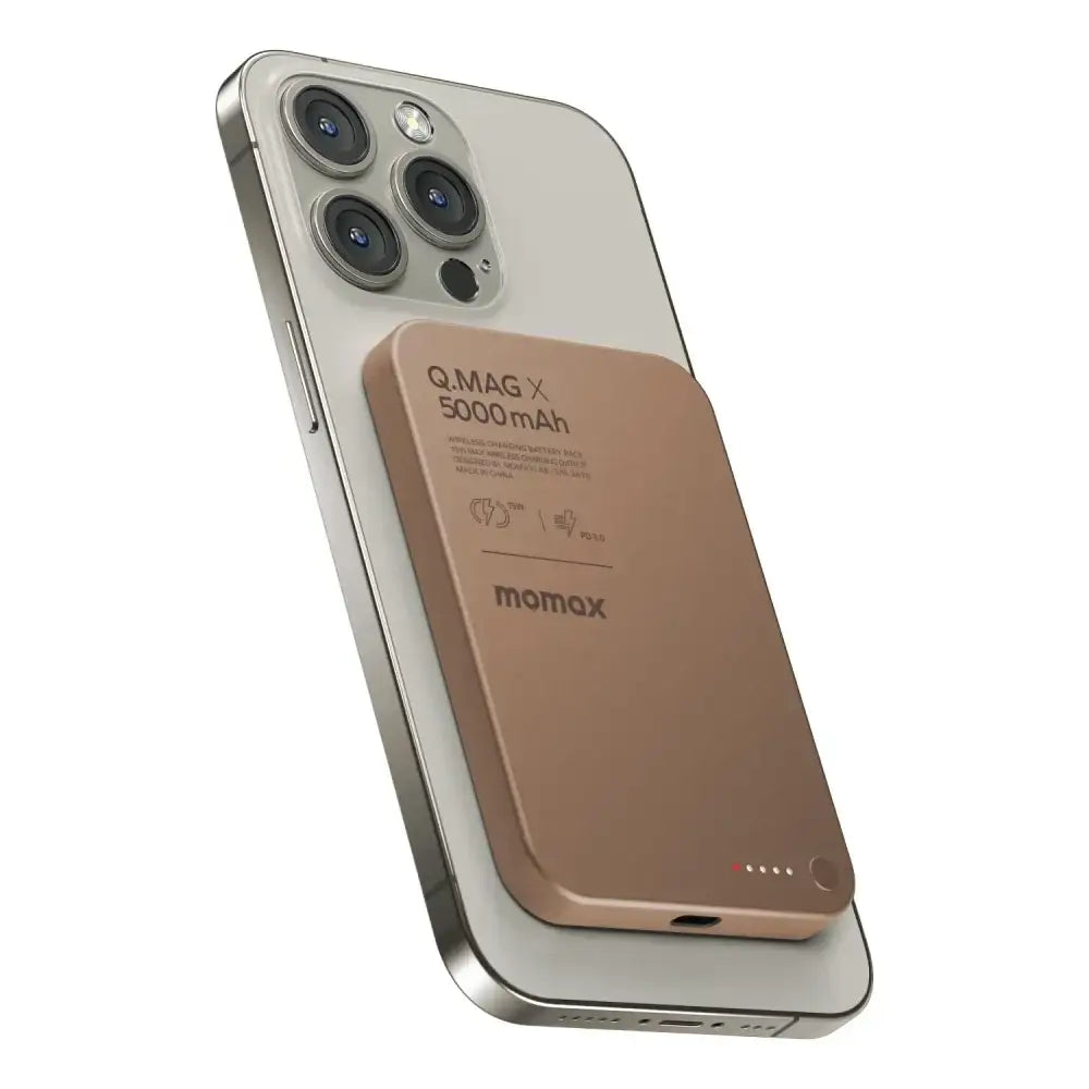IP116AL2 | Momax Q.Mag X 5000mAh wireless battery pack | Desert Titanium - GulfStore.com