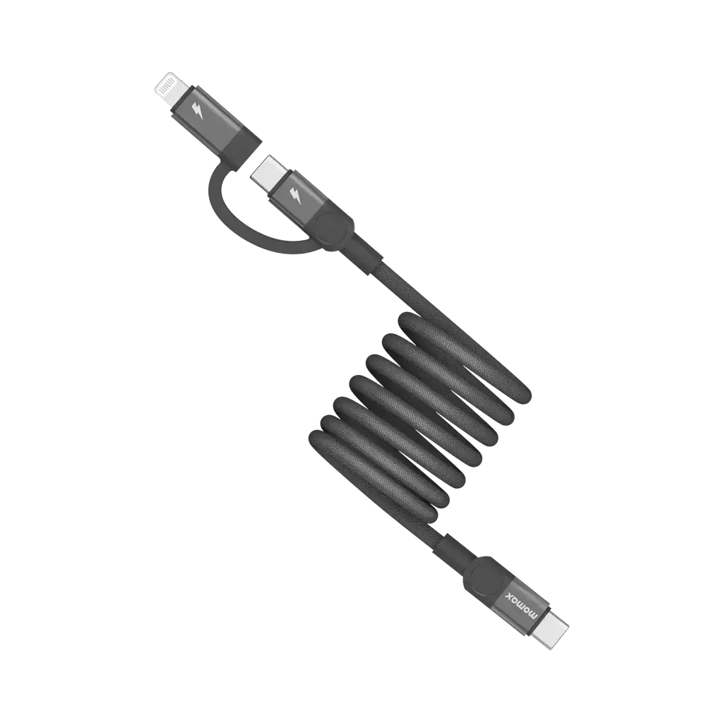 DL58D | Momax Mag.link USB-C to C & Lightning Magnetic Cable 1m | Black - GulfStore.com