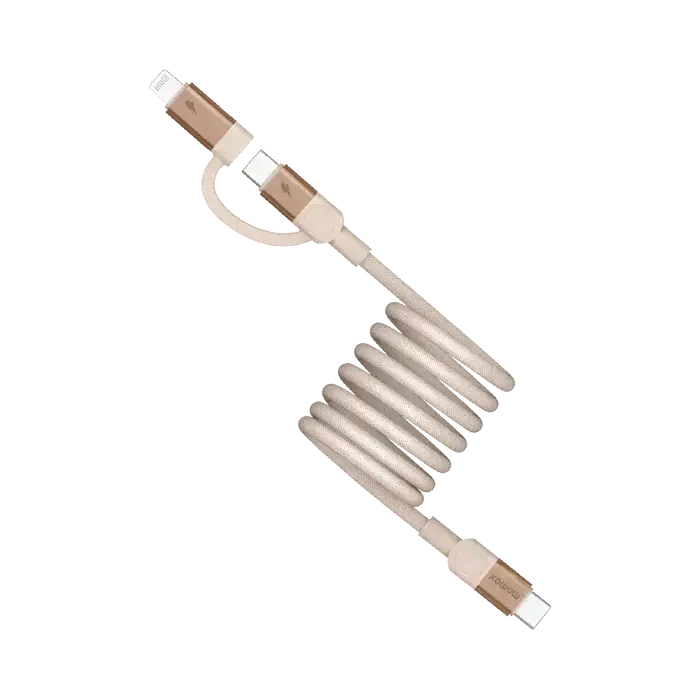 DL58L2 | Momax Mag.link USB-C to C & Lightning Magnetic Cable 1m | Desert Titanium - GulfStore.com