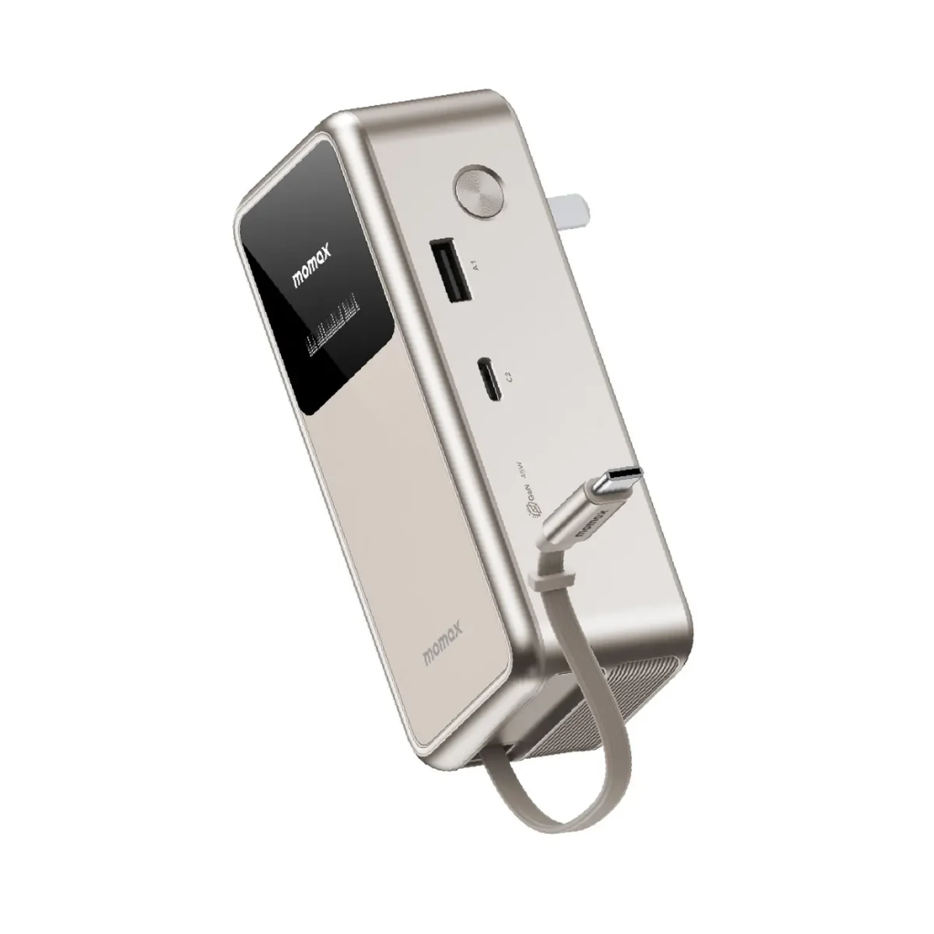 مومكس 1-PAC⁺ بطارية هجينة GaN بسعة 10000 مللي أمبير في الساعة 3 في 1 مع كابل مدمج قابل للسحب (تيتانيوم)