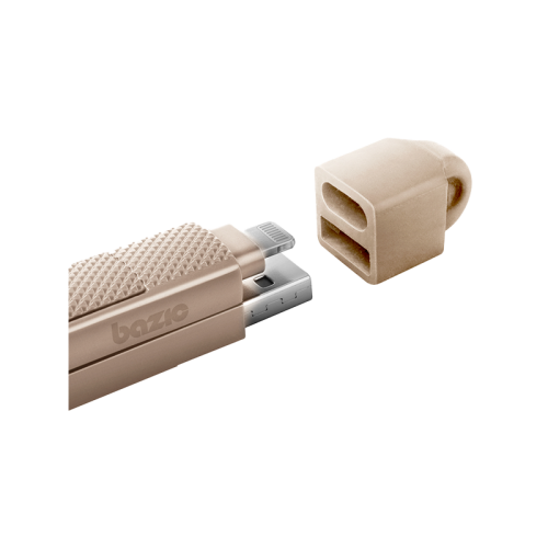 CBL-GC4N1-GLD100 | Bazic Gocharge Alucable | كابل شحن من الألومنيوم 4 في 1 مع مدخل USB A/C ومخرج USB C/Lightning شحن سريع PD | 1 متر | ذهبي