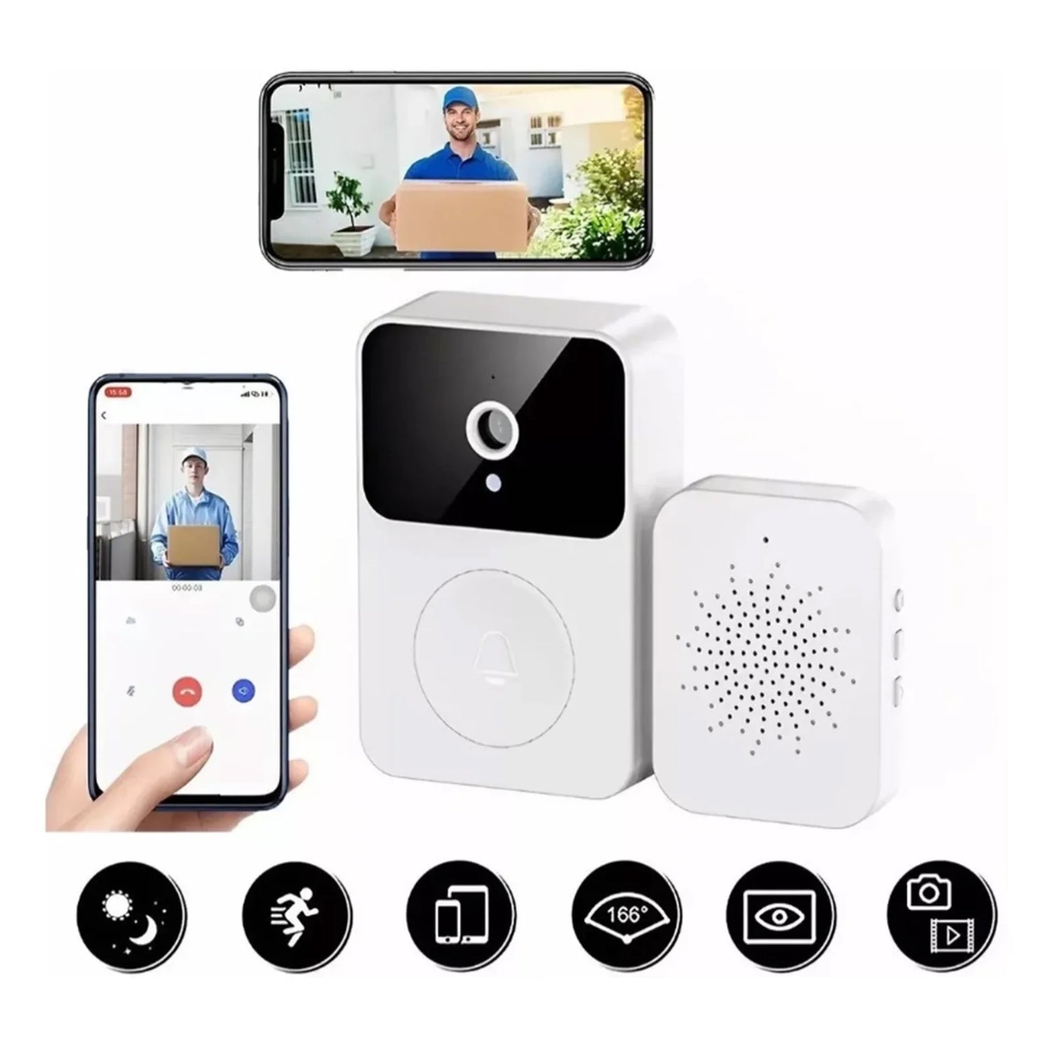 Visualizable Smart Doorbell,X9 Smart Wireless Remote Wireless Wifi Video Doorbell Camera Intelligent Visual Doorbell Modern Innovation