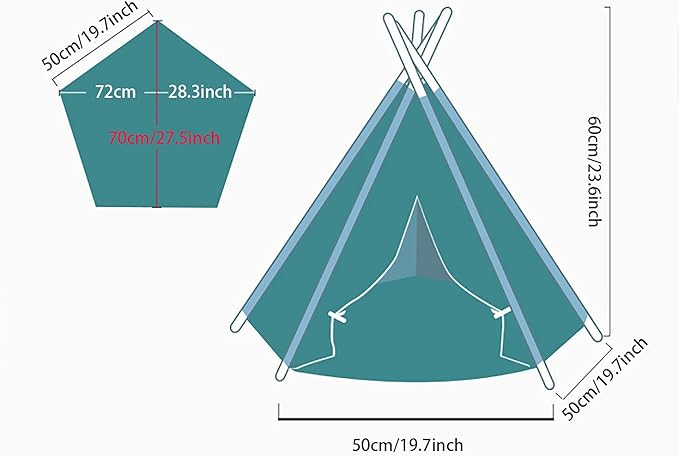 Funcall Pet Teepee Dog& Cat Bed, Portable Pet Tents for Small Dogs or Cats, Puppy Sweet Bed Washable Dog or Cat Houses