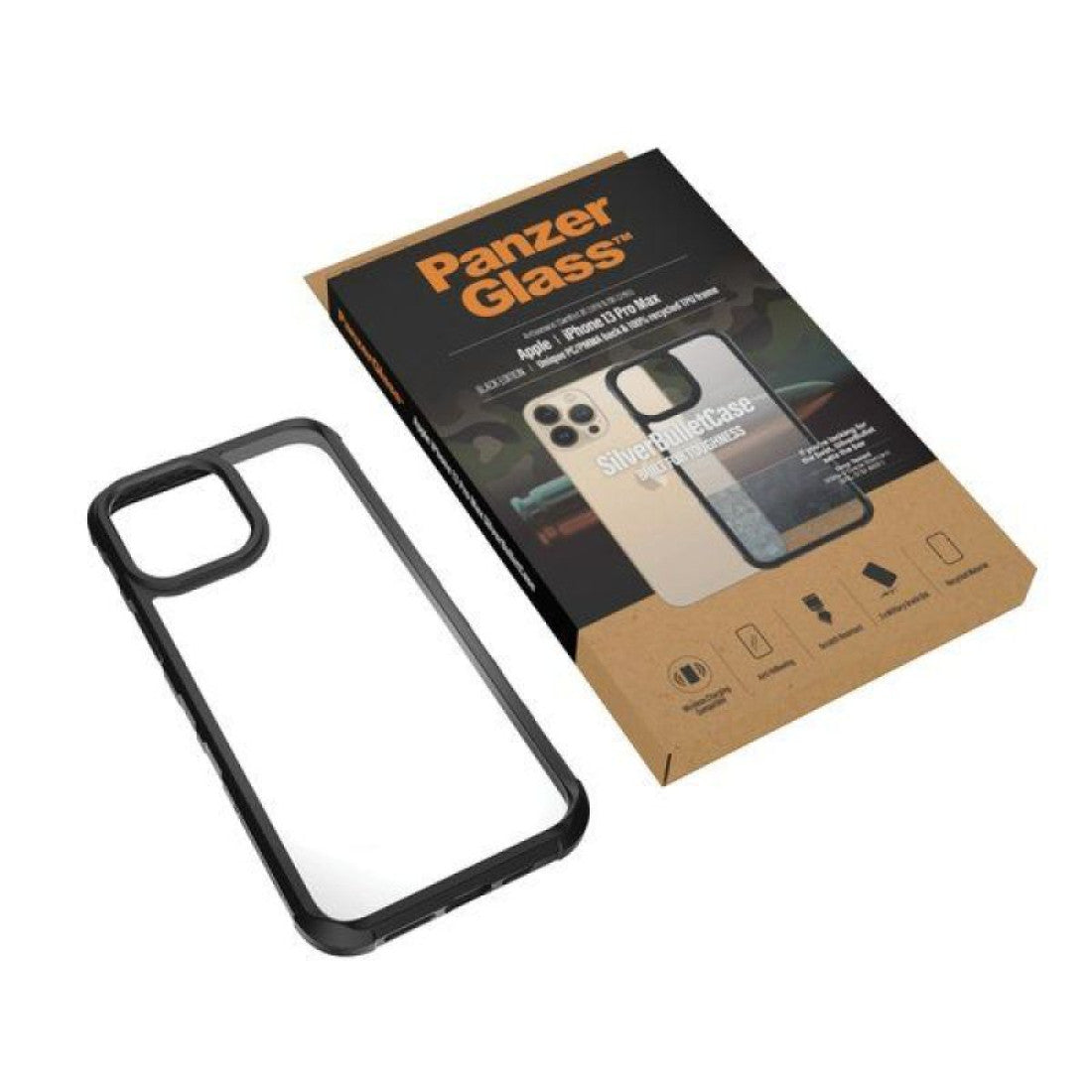 PanzerGlassSilverBullet ClearCase for iPhone 2021 6.7'' Black, AB 320 BulkyCase Black Frame