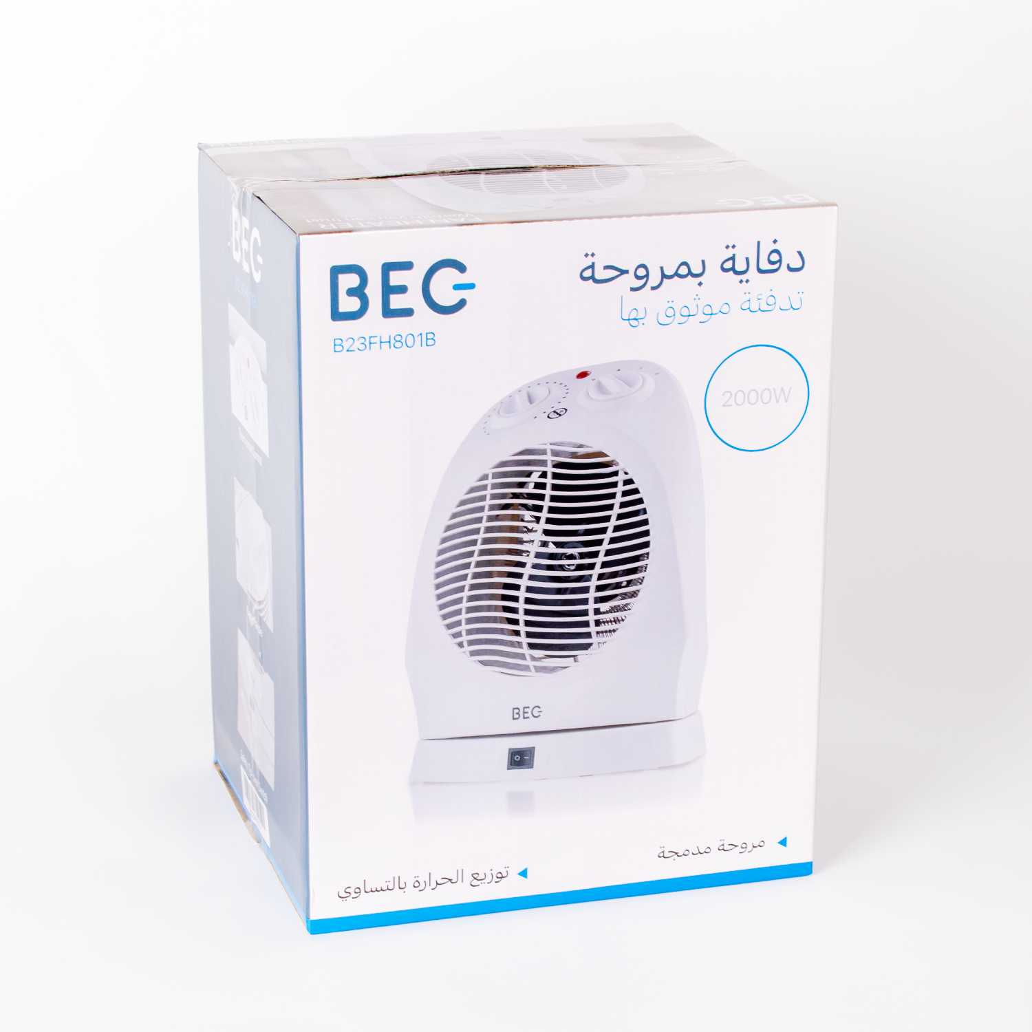 BEC B23FH801 Fan Heater -1000 / 2000W With Oscillation - White