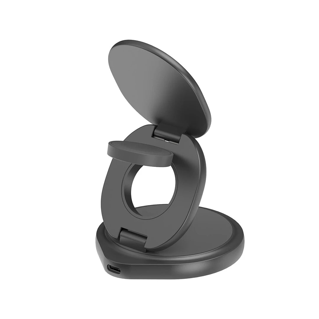 GM-GYRE360-GUN | Bazic Gomag Gyre | 360 Rotating Base 3-In-1 Wireless Charger With Apple Watch And Airpods Charging | Gunmetal - GulfStore.com