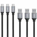 Aukey 3-Pack Braided Nylon USB 3.0 to USB-C Cables (1m / 3.3ft) - Black - GulfStore.com
