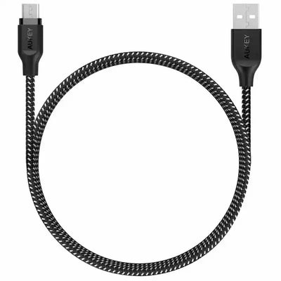 Aukey Braided Nylon USB 2.0 to Micro USB Cable 2m/6.6ft Black - GulfStore.com