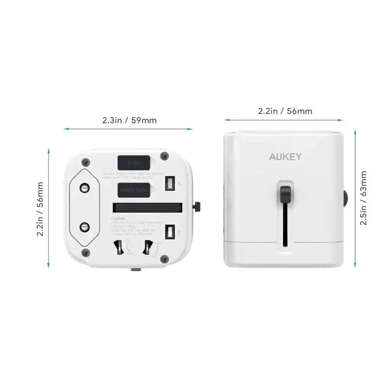 Aukey ,Universal Adapter with 3 USB Ports - GulfStore.com