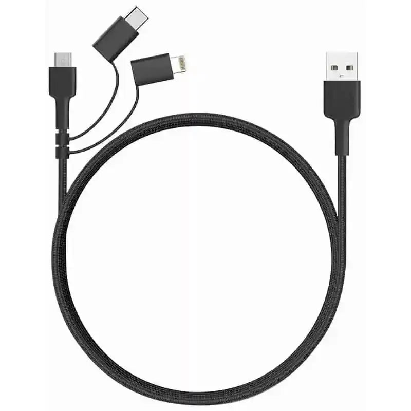 Aukey 3-in-1 USB Cable (1.2m / 3.95ft) - Black - GulfStore.com
