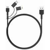 Aukey 3-in-1 USB Cable (1.2m / 3.95ft) - Black - GulfStore.com