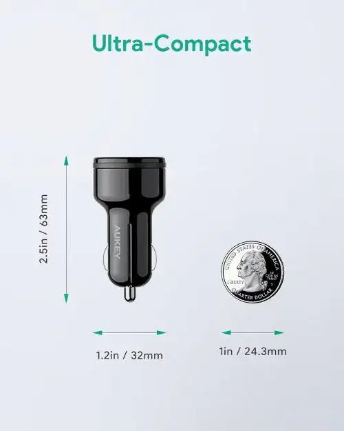 AUKEY, 2-port Car Charger with PD 3.0 - GulfStore.com