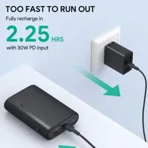 Aukey, Power Bank Essential 15000 mAh 3-Port with 30W PD - Black - PB-Y40 - GulfStore.com