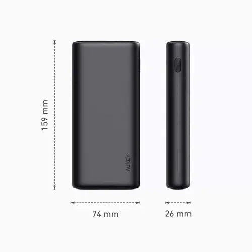 Aukey 20,000mAh 65W PD Power Bank Fast Charge - Black - GulfStore.com
