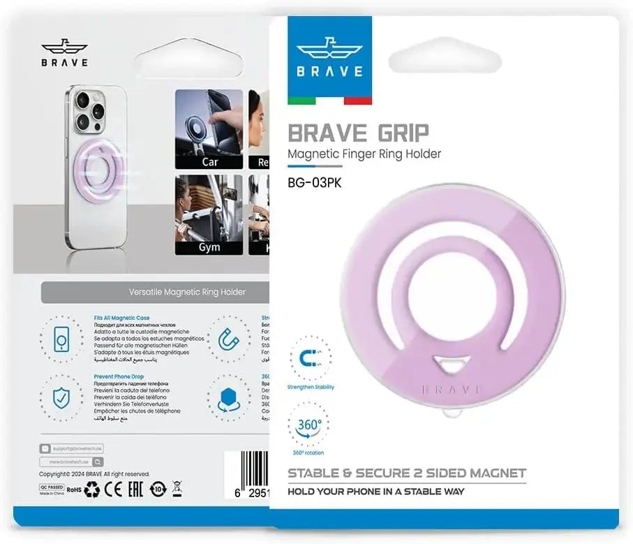 Brave | Grip Magnetic Ring Finger Holder | Pink | BG-03PK - GulfStore.com