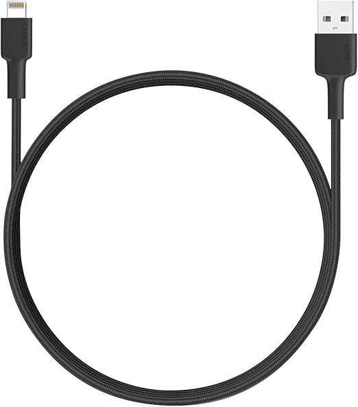 CB-BAL4 BK | Aukey Braided Nylon MFI Lightning Cable - Sync & Charge | 2M / 6.6ft | Black