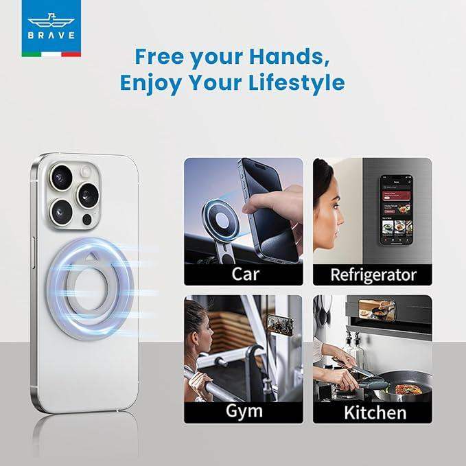 Brave | Grip Magnetic Ring Finger Holder | Light Grey | BG-03LG - GulfStore.com