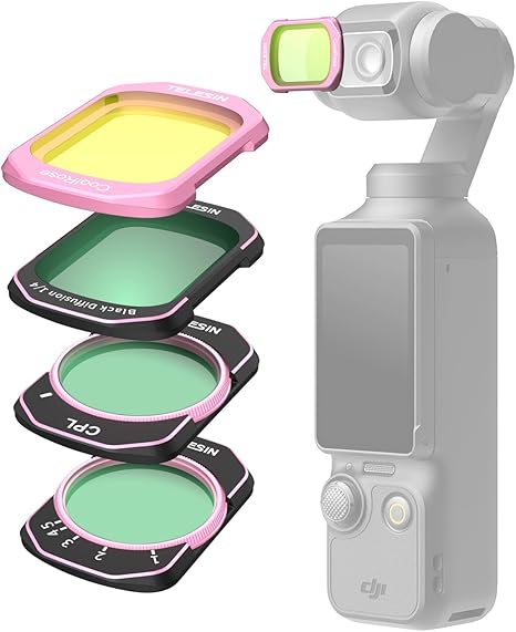 Telesin Filter kit (CPL+VND2-32+ Black Diffusion 1/4+Cool Rose) for Pocket 3/4