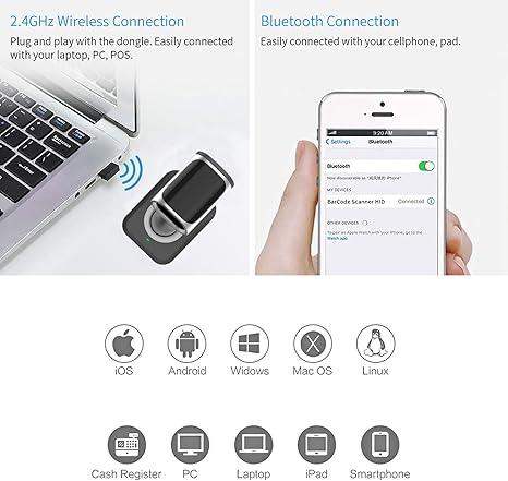 E2D600WB , 2D Wireless Barcode Scanned , USB + Blutooth , Black - GulfStore.com