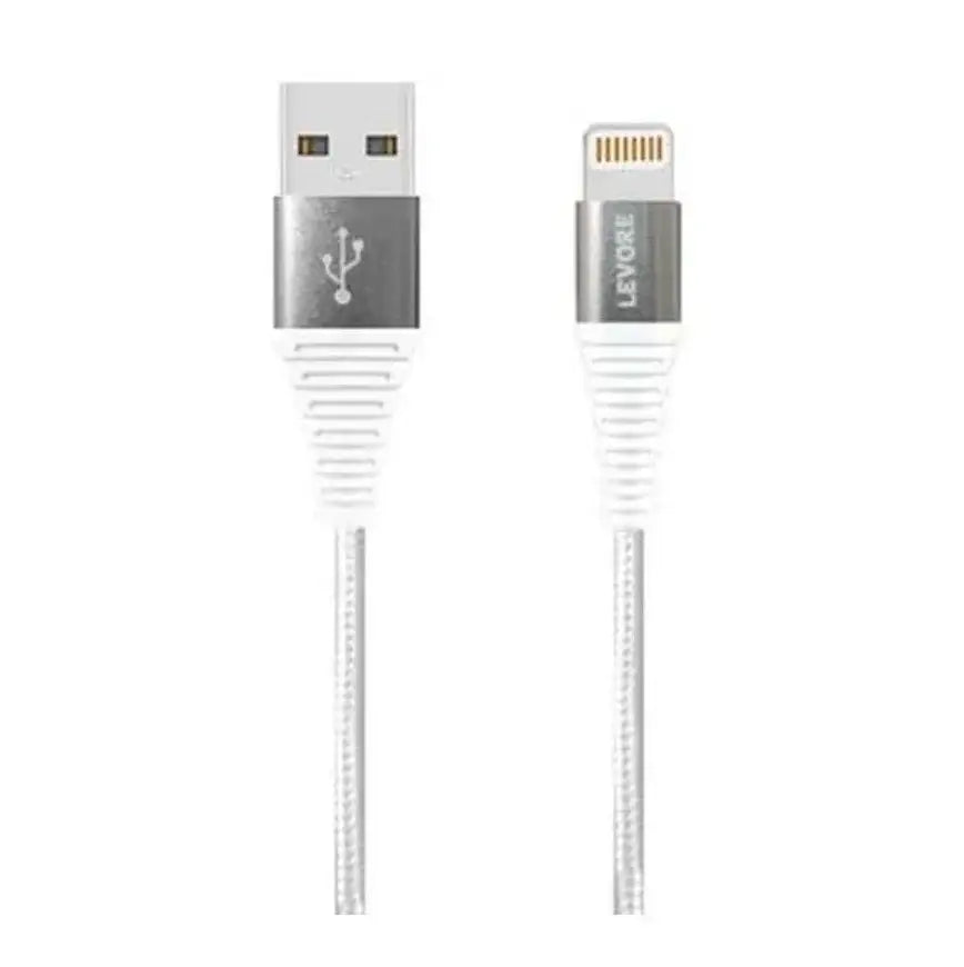 Levore 6FT Nylon Braided USB-A to Lightning Cable - White - GulfStore.com