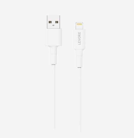 Levore - USB-A to Lightning Cable, MFI Certified, 1.0M - White - LCS111-WH