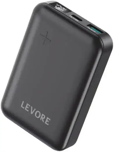 Levore PowerBank 10000mAh, Fast Charging with USB-A PD22.5W and USB-C PD20W - Black - LP221-BK - GulfStore.com
