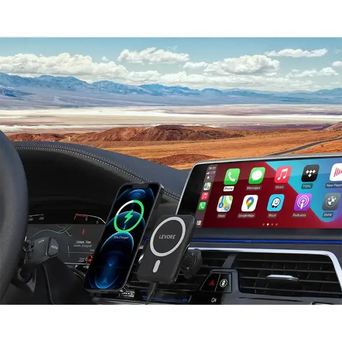 LEVORE 15W Magnetic Wireless Car Charger Holder, MagSafe Fast Charging - Black - GulfStore.com