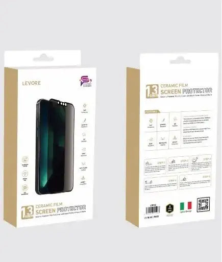 Levore Ceramic Protector Film for iPhone 13 Pro Max, Full Cover with Black Frame, Privacy & Matte - GulfStore.com