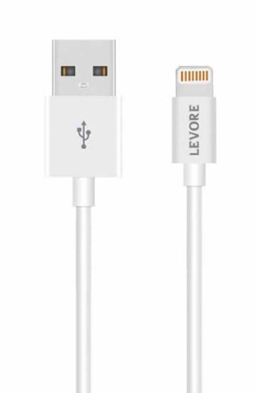 LEVORE 6FT PVC USB A to Lightning Cable White - LCS112-WH