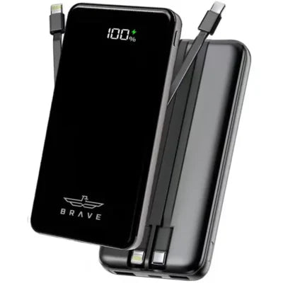 18593 | BT-25 | Brave 12000 Mah Power Bank With 22.5W Fast Charging | Built-In Usb-C & Lightning Cables Led Display