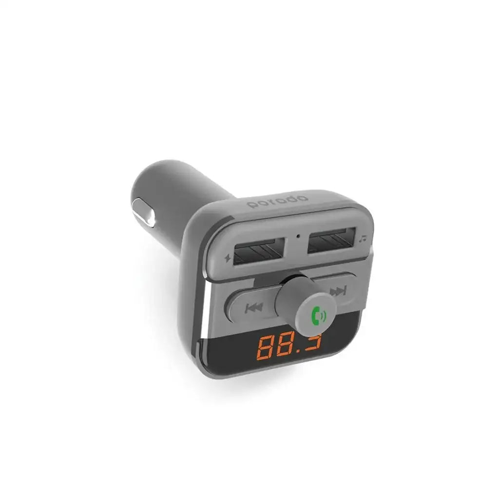 Porodo Wireless Hands-Free Car Kit With Built-In FM Transmitter 3.4AMP (FMBT17) (15W) - GulfStore.com