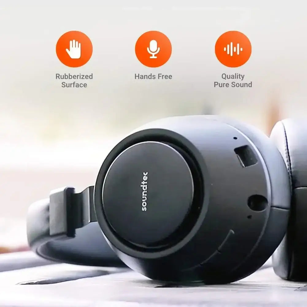 Porodo Soundtec Deepsound Wireless Headphone PD-X1008WLH-BK – Black - GulfStore.com