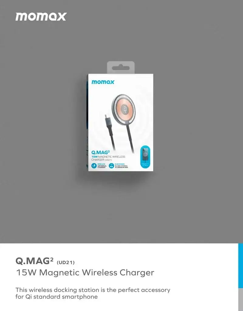 Momax Q.Mag Magnetic Wireless Charger - Grey - GulfStore.com