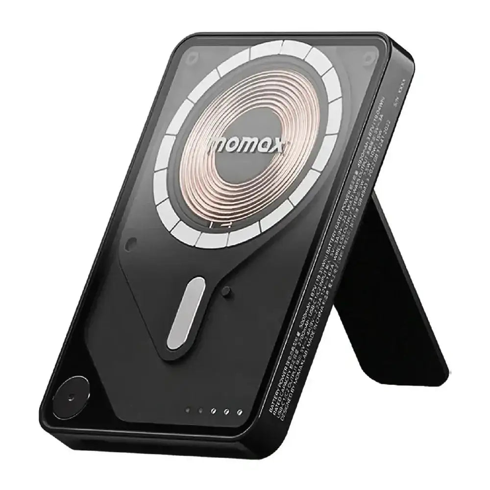 IP131HKD | Momax 1-Power X Pro Magnetic Wireless Battery Pack | 5000mAh with Stand and Built-in USB-C Cable | Black - GulfStore.com