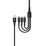 Pawa-PW-12BD3IN1-BK,Data Cable Braided 1.2 Meter USB-A To USB-C+Lightning+MicroBlack - GulfStore.com
