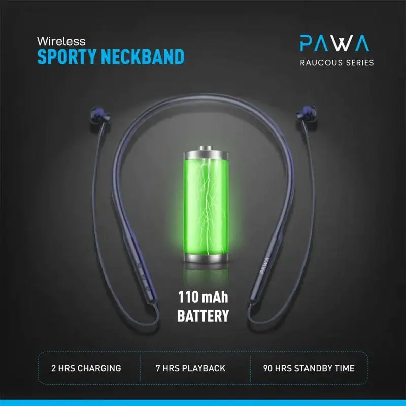 PAWA Wireless Sporty Neckband Black PW-RS11-BK, - GulfStore.com