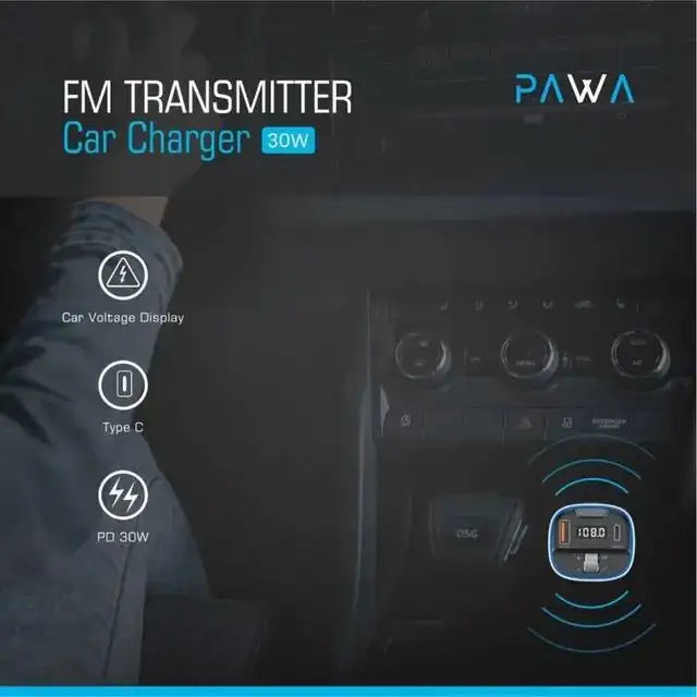 PAWA FM Transmitter Car Charger 30W PW-FM72PD310 - Black - GulfStore.com
