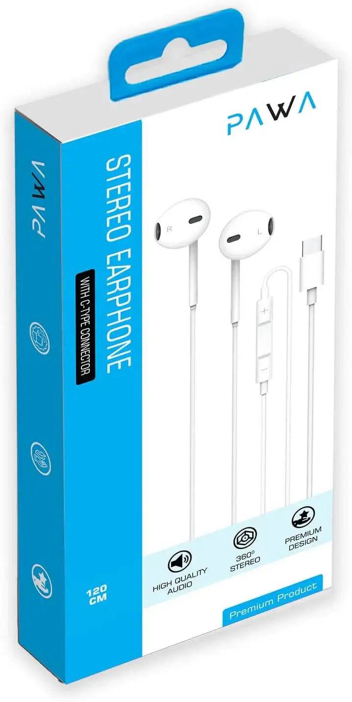 PAWA Chords Series Stereo Earphone Type-C PW-TCEP20 - White - GulfStore.com