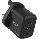 Pawa Stout Gan Travel Charger With Single PD port 25W-Black PW-GN25UK-BK - GulfStore.com