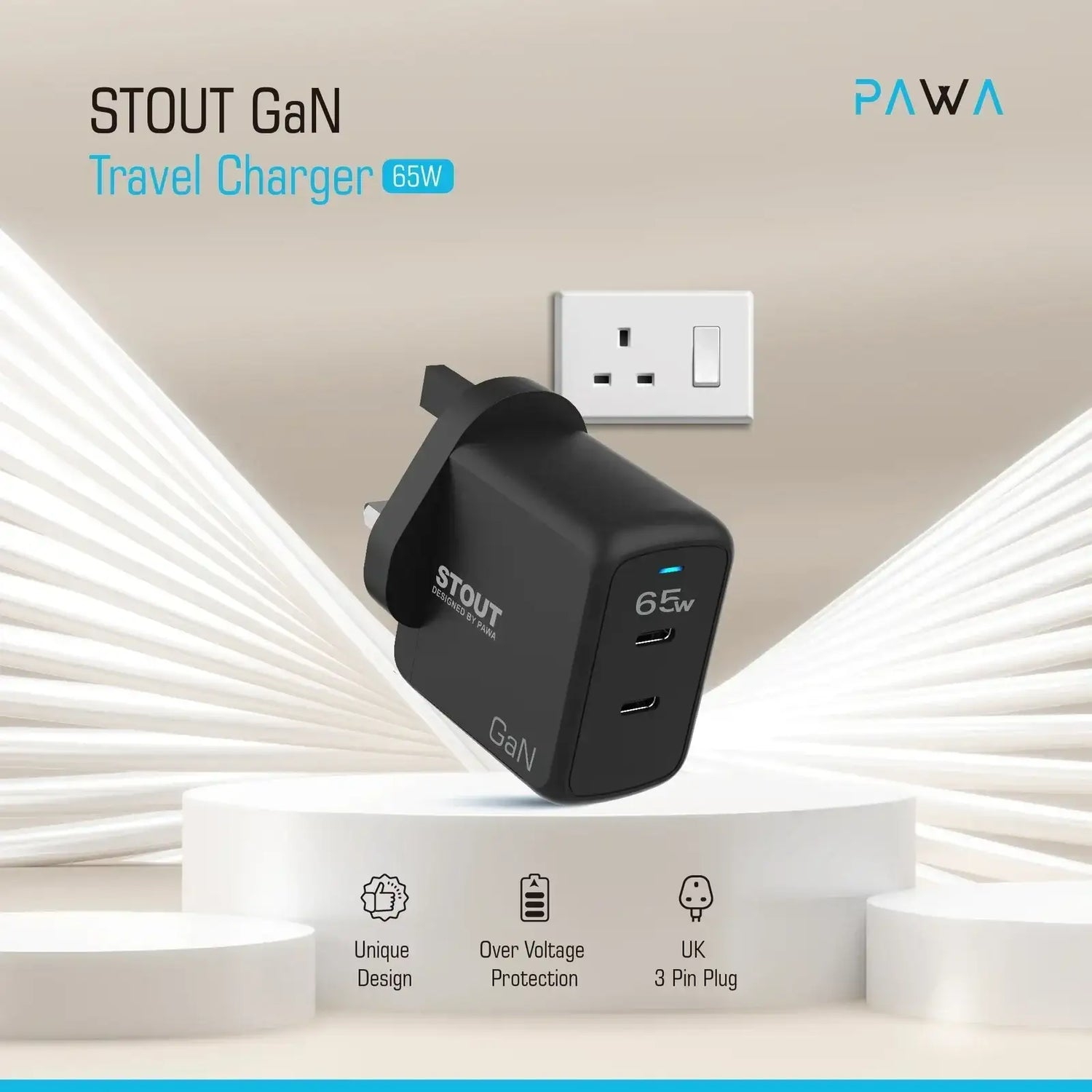 Pawa Stout Gan Travel Charger With Dual PD Port - GulfStore.com